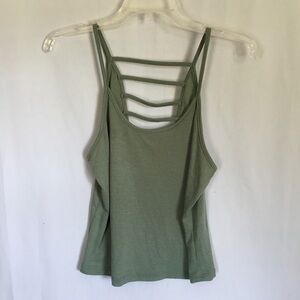 Poof! green Tank Top with cut out back design size Large